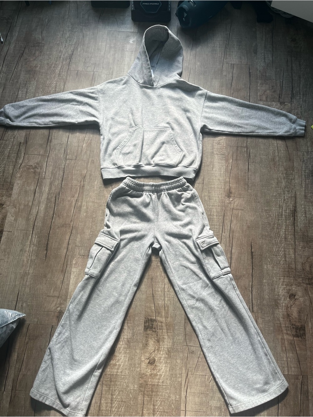 Fabletics Heather Gray Hoodie & Cargo Sweatpants Set